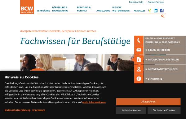 Vorschau von www.bcw-weiterbildung.de, BildungsCentrum der Wirtschaft Essen (BCW)