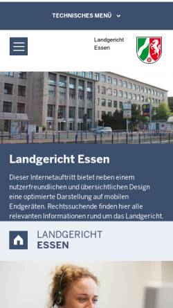 Vorschau der mobilen Webseite www.lg-essen.nrw.de, Landgericht Essen