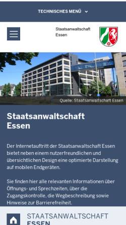 Vorschau der mobilen Webseite www.sta-essen.nrw.de, Staatsanwaltschaft Essen