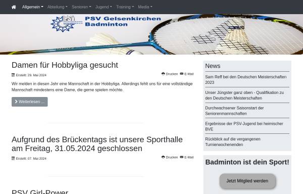 Vorschau von badminton.psv-gelsenkirchen.de, PSV Gelsenkirchen e. V.