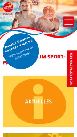 Vorschau der mobilen Webseite www.sport-paradies.de, Sportparadies