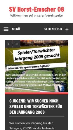 Vorschau der mobilen Webseite www.horst08.de, SV Horst-Emscher 08 e.V.