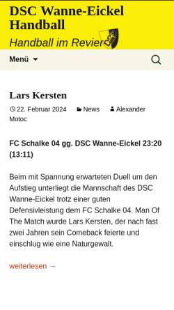Vorschau der mobilen Webseite dsc-handball.de, DSC Wanne-Eickel Handball e. V.