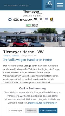 Vorschau der mobilen Webseite www.autohaus-tiemann.de, Autohaus Tiemann GmbH