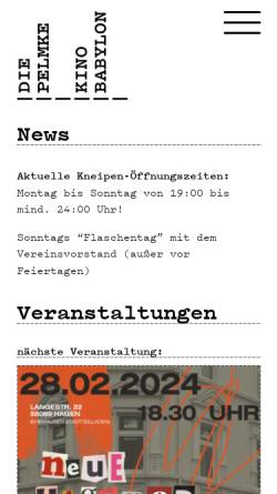 Vorschau der mobilen Webseite www.pelmke.de, Kulturzentrum Pelmke