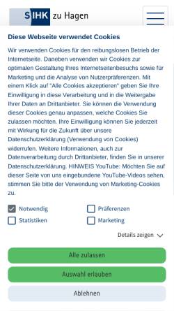 Vorschau der mobilen Webseite www.sihk.de, Südwestfälische Industrie- und Handelskammer zu Hagen (SIHK)