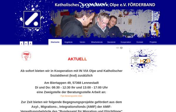 Vorschau von www.foerderband-olpe.de, Katholisches Jugendwerk Förderband Olpe e.V.