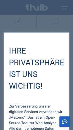Vorschau der mobilen Webseite www.thulb.uni-jena.de, Thüringer Universitäts- und Landesbibliothek