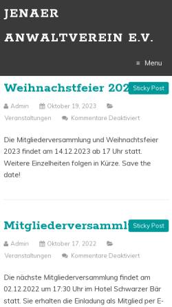 Vorschau der mobilen Webseite www.jenaer-anwaltverein.de, Jenaer Anwaltverein e.V.