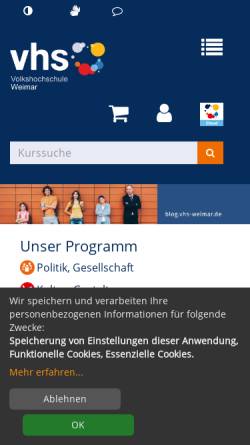 Vorschau der mobilen Webseite www.vhs-weimar.de, Volkshochschule Weimar