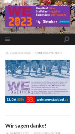 Vorschau der mobilen Webseite www.weimarer-stadtlauf.de, Weimarer Stadtlauf