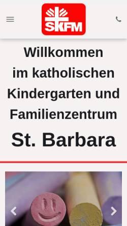 Vorschau der mobilen Webseite www.kita-st-barbara.de, Kindergarten St. Barbara, Wattenscheid / SKFM Wattenscheid e.V.