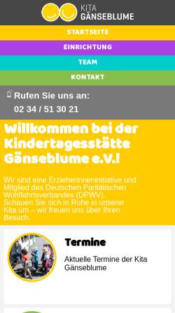 Vorschau der mobilen Webseite www.kita-gaenseblume.de, Kindertagesstätte Gänseblume e.V.