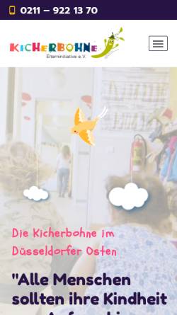 Vorschau der mobilen Webseite www.kicherbohne.de, Kita Kicherbohne