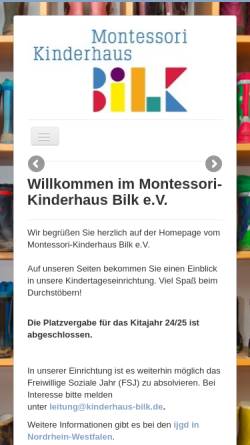Vorschau der mobilen Webseite www.kinderhaus-bilk.de, Montessori-Kinderhaus Bilk e.V.