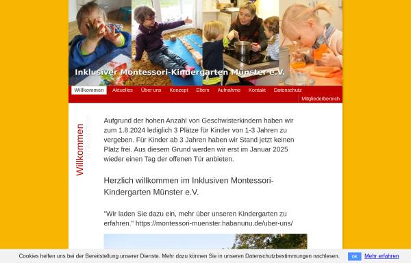 Vorschau von www.montessori-kiga-muenster.de, Integrativer Montessori-Kindergarten Münster e.V.