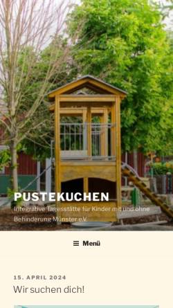 Vorschau der mobilen Webseite pustekuchen-ms.de, Kita Pustekuchen - Integrative Tagesstätte für Kinder mit und ohne Behinderung Münster e.V.