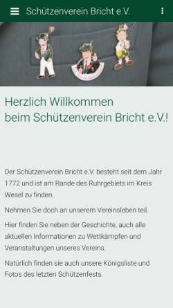 Vorschau der mobilen Webseite xn--schtzenverein-bricht-rec.de, Schützenverein Bricht online