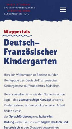 Vorschau der mobilen Webseite www.frz-kiga.wtal.de, Deutsch-Französischer Kindergarten e.V.