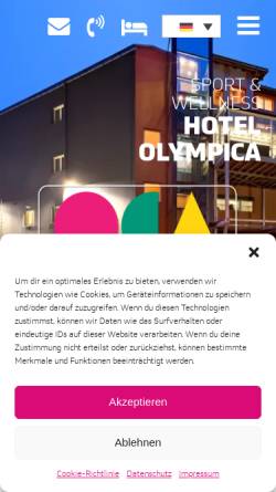 Vorschau der mobilen Webseite www.olympica.ch, Sporthotel Olympica