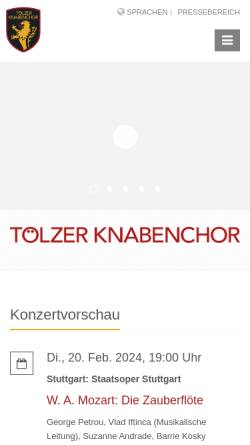 Vorschau der mobilen Webseite www.toelzerknabenchor.de, Tölzer Knabenchor