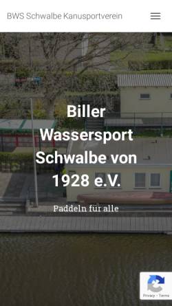 Vorschau der mobilen Webseite bws-schwalbe.de, Biller Wassersport Schwalbe Hamburg e.V. von 1928