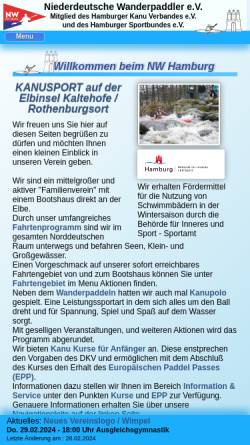 Vorschau der mobilen Webseite www.nw-hamburg.de, Niederdeutsche Wanderpaddler e.V. Hamburg