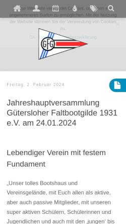 Vorschau der mobilen Webseite www.faltbootgilde.de, Gütersloher Faltbootgilde 1931 e.V.