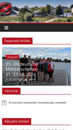 Vorschau der mobilen Webseite www.kc-dresden.de, Kanu Club Dresden