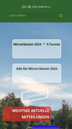 Vorschau der mobilen Webseite www.gcmahlow.de, Golf Club Mahlow