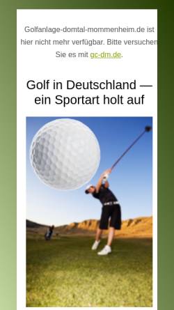 Vorschau der mobilen Webseite www.golfanlage-domtal-mommenheim.de, Golfanlage Domtal Mommenheim