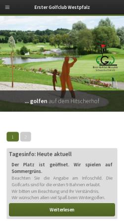 Vorschau der mobilen Webseite www.gcwestpfalz.de, Golfclub Westpfalz