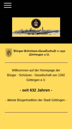 Vorschau der mobilen Webseite bsg-goettingen.jimdo.com, Bürger-Schützen-Gesellschaft von 1392 Göttingen e.V.