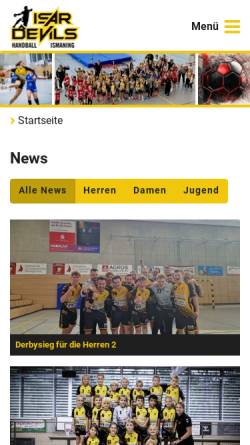 Vorschau der mobilen Webseite www.handballismaning.de, Handball in Ismaning