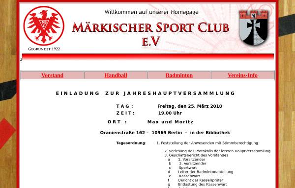 Vorschau von www.maerkischer-sc.de, Märkischer Sport Club e.V.