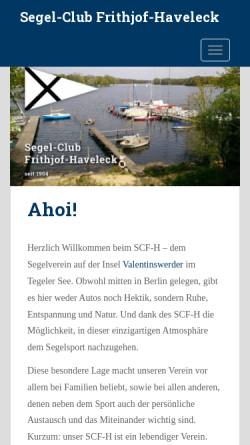 Vorschau der mobilen Webseite www.scf-h.de, Segelclub Frithjof-Haveleck e.V.