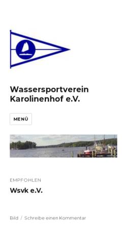 Vorschau der mobilen Webseite www.wsvk.info, Wassersportverein Karolinenhof e.V.