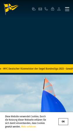Vorschau der mobilen Webseite www.myc.de, MYC - Münchner Yacht Club e.V.