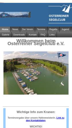 Vorschau der mobilen Webseite www.osterreiner-segelclub.de, OSC - Osterreiner Segelclub e.V.