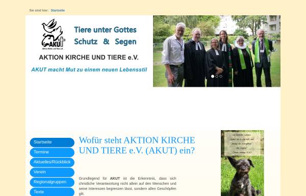 Vorschau von www.aktion-kirche-und-tiere.de, Aktion Kirche und Tiere - AKUT e.V.