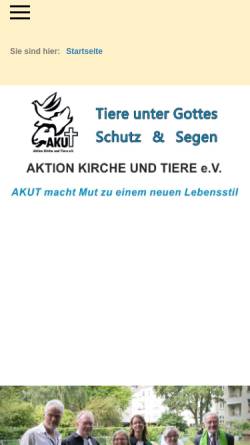 Vorschau der mobilen Webseite www.aktion-kirche-und-tiere.de, Aktion Kirche und Tiere - AKUT e.V.