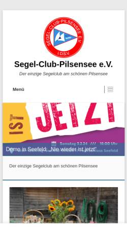 Vorschau der mobilen Webseite www.pilsensee.de, SCP - Segelclub Pilsensee e.V.
