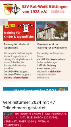 Vorschau der mobilen Webseite schach-goettingen.de, Schachabteilung des Eisenbahner-Sportvereins Rot-Weiß Göttingen
