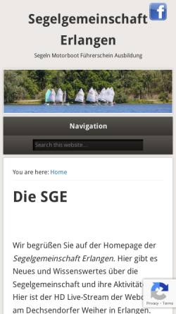 Vorschau der mobilen Webseite www.segelgemeinschaft.de, SGE - Segelgemeinschaft Erlangen e.V.
