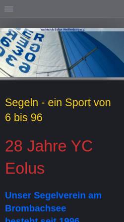 Vorschau der mobilen Webseite www.yceolus.de, YCE - Yachtclub Eolus Weißenburg e.V.