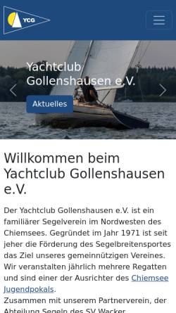 Vorschau der mobilen Webseite www.yachtclub-gollenshausen.de, YCG - Yachtclub Gollenshausen e.V.