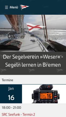 Vorschau der mobilen Webseite www.segelvereinweser.de, SVW - Segelvereins 