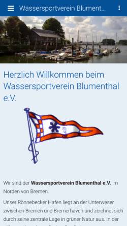 Vorschau der mobilen Webseite www.wvbl.de, Wassersportverein Blumenthal e.V.