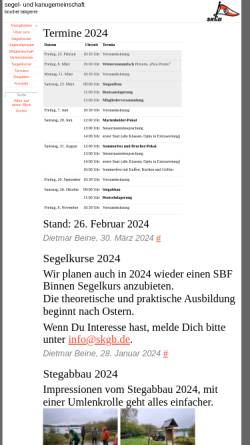 Vorschau der mobilen Webseite www.skgb.de, Segel- und Kanugemeinschaft Bruchertalsperre e.V.