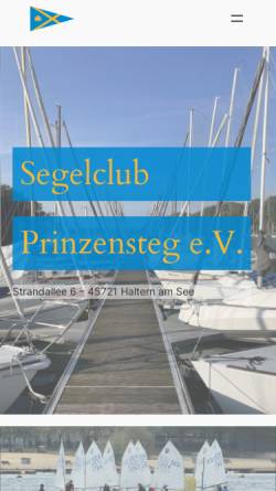 Vorschau der mobilen Webseite www.segelclub-prinzensteg.de, Segelclub Prinzensteg Haltern e.V. am See